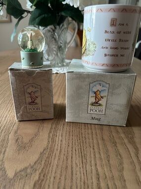 Ceramic Mug and Snow Globe Set - White and Cream Winnie The Pooh
